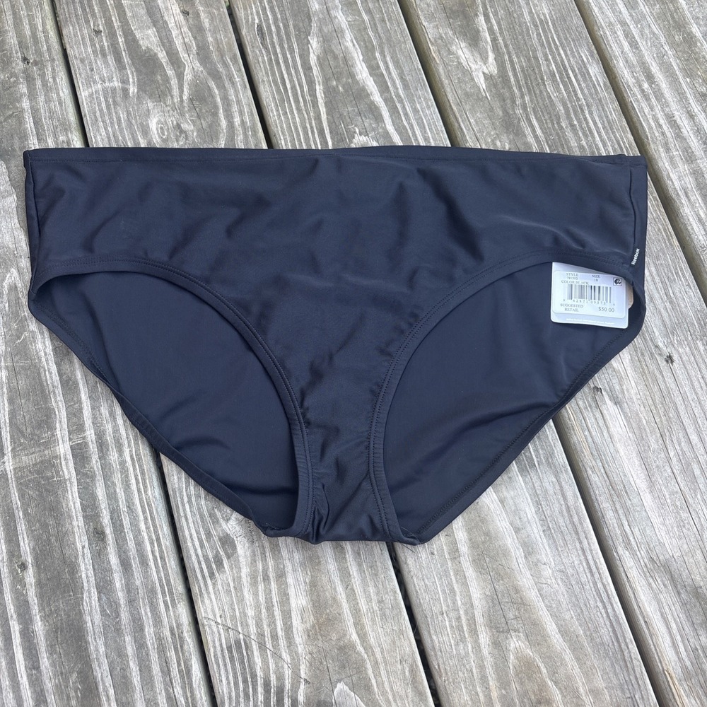 Reebok Solid Black Swim Botton Size 18 NWT Antimicrobial Silver Lining